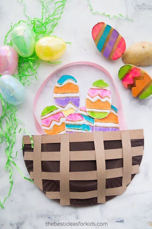 <p>BestIdeasForKids.com</p><p>Or, make an Easter basket out of paper plates to house your adorable potato paint eggs!</p><p>From <a href="https://www.thebestideasforkids.com/easter-paper-plate-basket/" rel="nofollow noopener" target="_blank" data-ylk="slk:BestIdeasForKids.com;elm:context_link;itc:0;sec:content-canvas" class="link ">BestIdeasForKids.com</a>.</p>