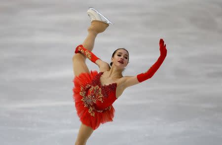 Figure Ice Skating - ISU Grand Prix of Figure Skating Internationaux de France - Pole Sud Ice Rink, Grenoble, France - November 18, 2017 Alina Zagitova of Russia performs during the Ladies Free Skating REUTERS/Robert Pratta