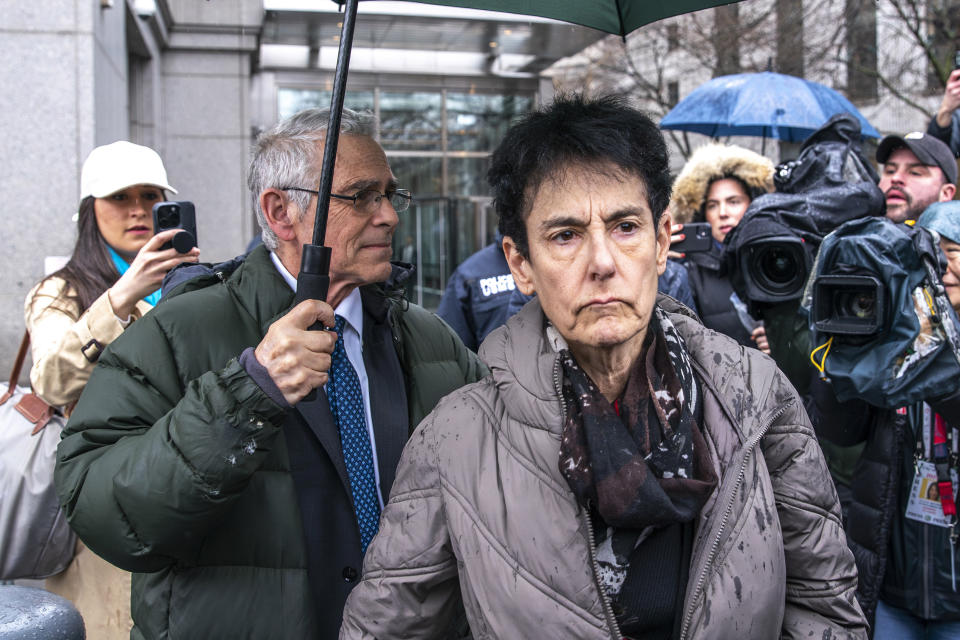 Barbara Fried and Joseph Bankman, parents of FTX founder Sam Bankman-Fried, exit the Manhattan Federal Court, Thursday, March. 28, 2024, in New York. Crypto entrepreneur Sam Bankman-Fried was sentenced Thursday to 25 years in prison for a massive fraud that unraveled with the collapse of FTX, once one of the world’s most popular platforms for exchanging digital currency. (AP Photo/Eduardo Munoz Alvarez)