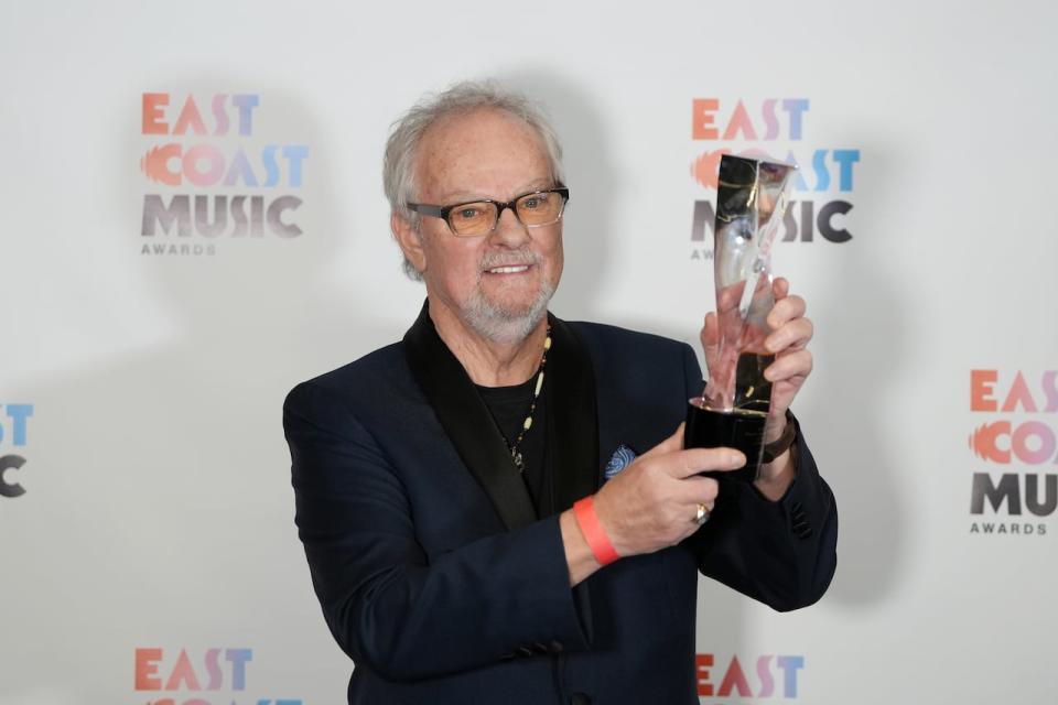 Musician Myles Goodwyn poses following his induction into the Canadian Songwriters Hall of Fame during the East Coast Music Awards in Halifax on May 4, 2023. (Darren Calabrese/The Canadian Press - image credit)