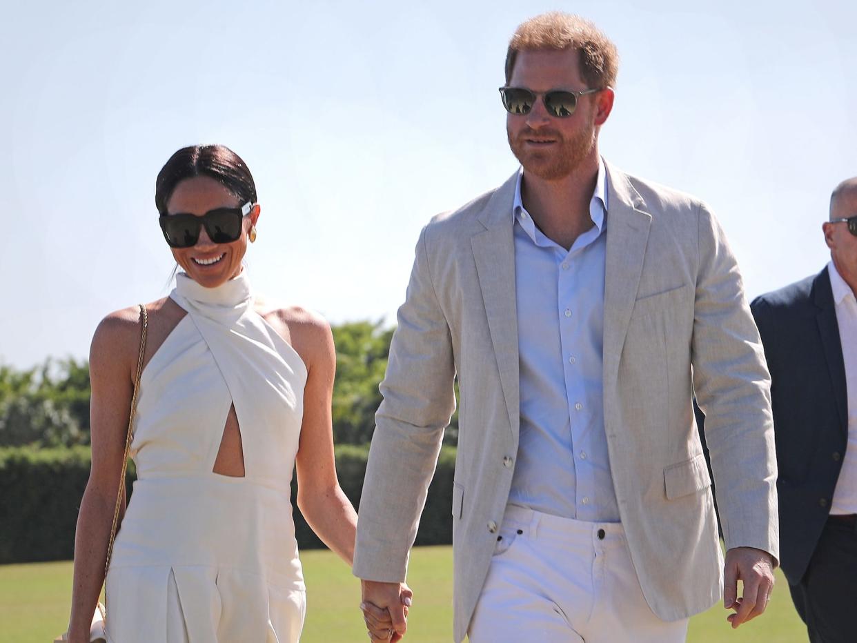 Meghan Markle and Prince Harry attend the Royal Salute Polo Challenge in April 2024.