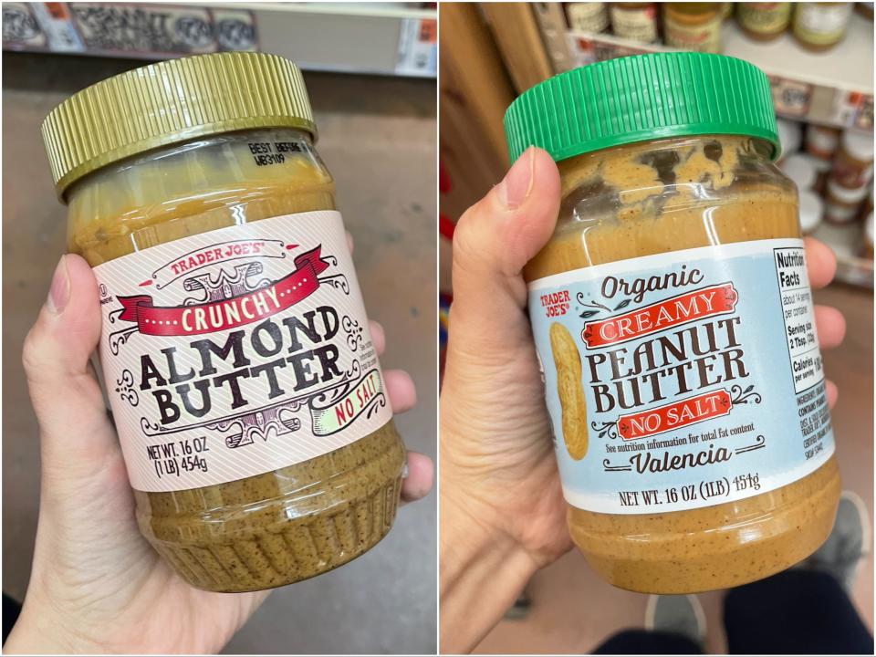 Almond and peanut butters at Trader Joe's.