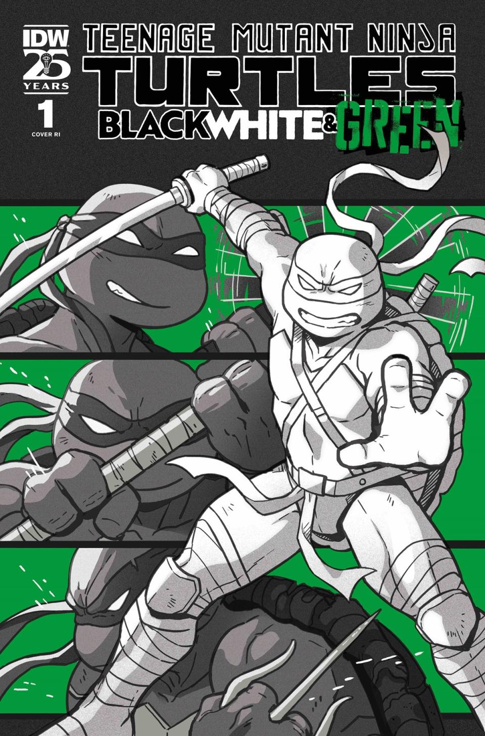 Teenage Mutant Ninja Turtles: Black, White, u0026 Green, cover RI by Paulina Ganucheau.