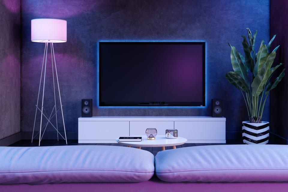 LED lights behind a television