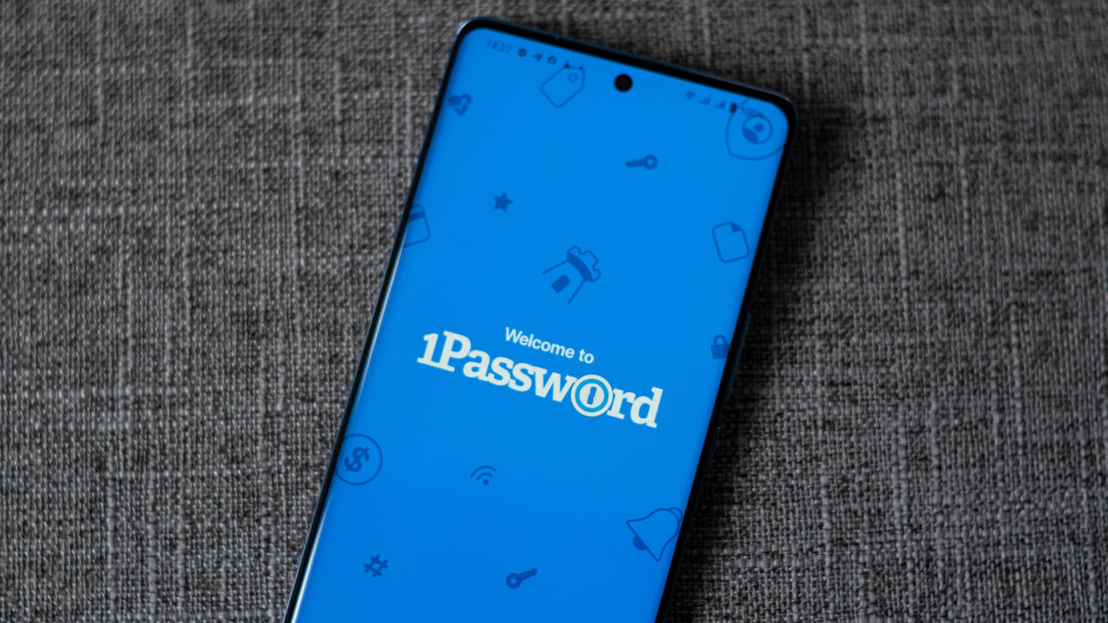  1Password welcome screen on an Android phone. 