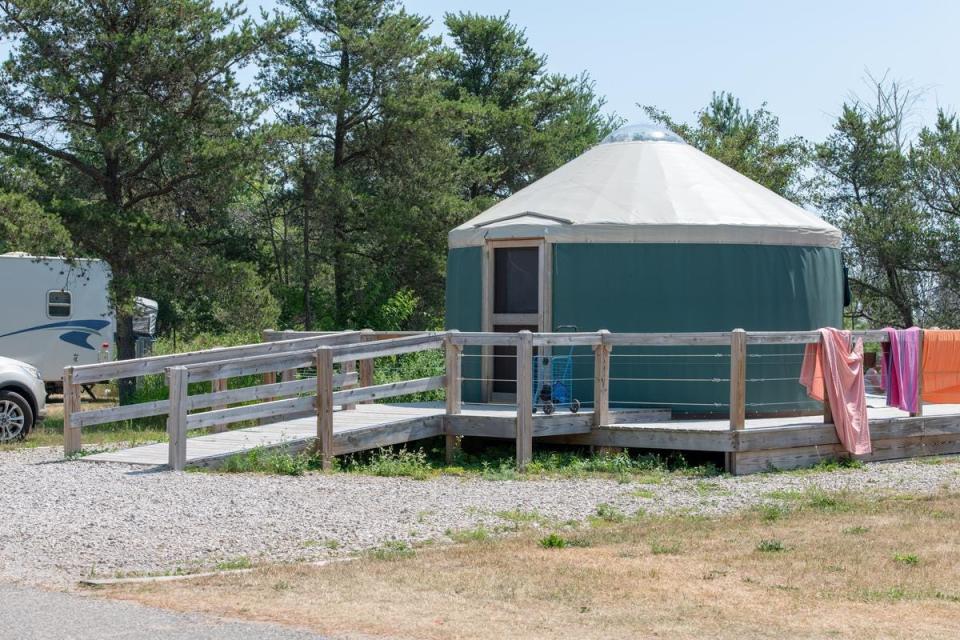 Yurt at Tawas Point State Park in summer 2018.