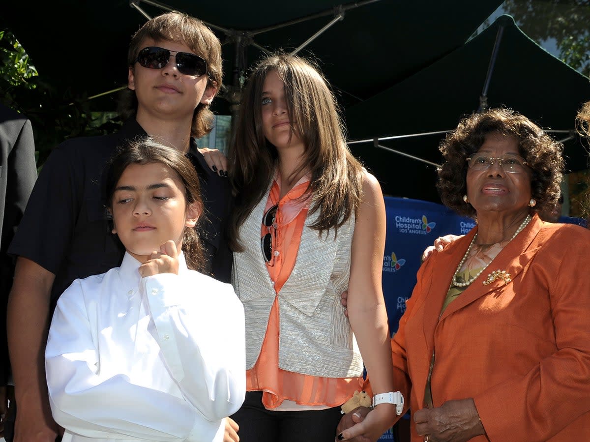 Bigi Jackson (bottom left) has reportedly filed court documents over his grandmother Katherine Jackson’s funding by the Michael Jackson estate (Getty Images)