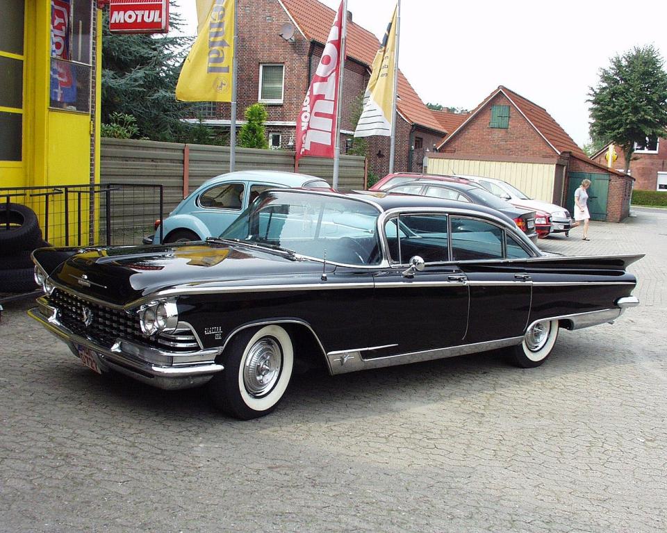 Buick became one of America’s iconic car brands and survives today. This Electra model is an example of the post-World War II, aircraft-inspired design at its height, including fins and sculptured body panels.