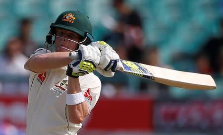 Cricket - India v Australia - Fourth Test cricket match - Himachal Pradesh Cricket Association Stadium, Dharamsala, India - 25/03/17 - Australia's captain Steven Smith plays a shot. REUTERS/Adnan Abidi