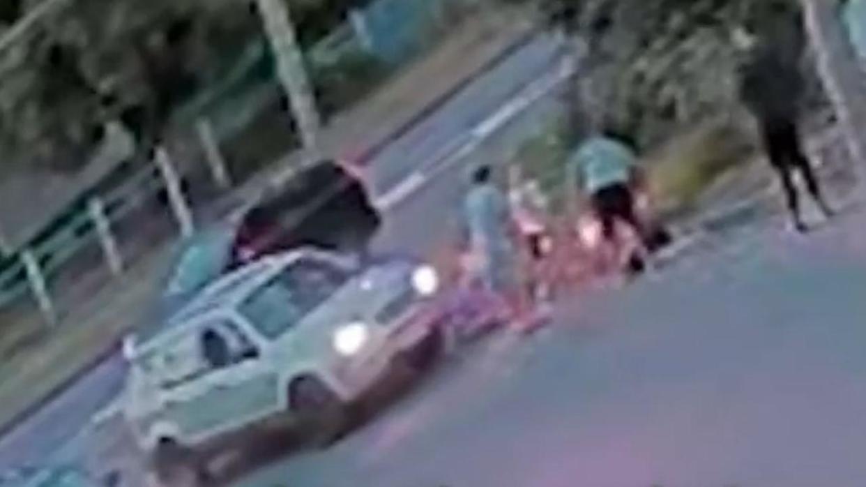 Police are investigating after a 10-year-old boy was allegedly snatched from Woodridge Adventure Park before his parents chased the armed group down. Picture: 9 News