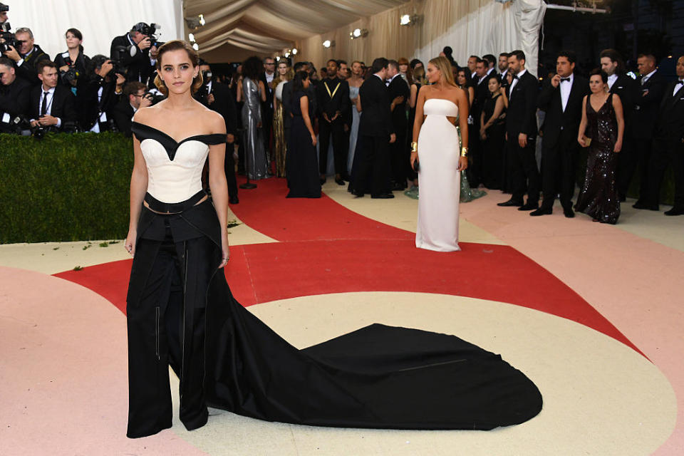 Emma Watson arriving at the Met Gala carpet