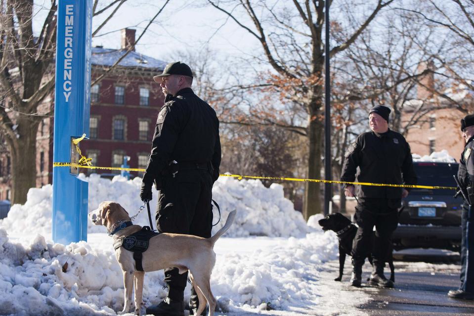 State and local police respond to reports of explosives at Harvard University in Cambridge