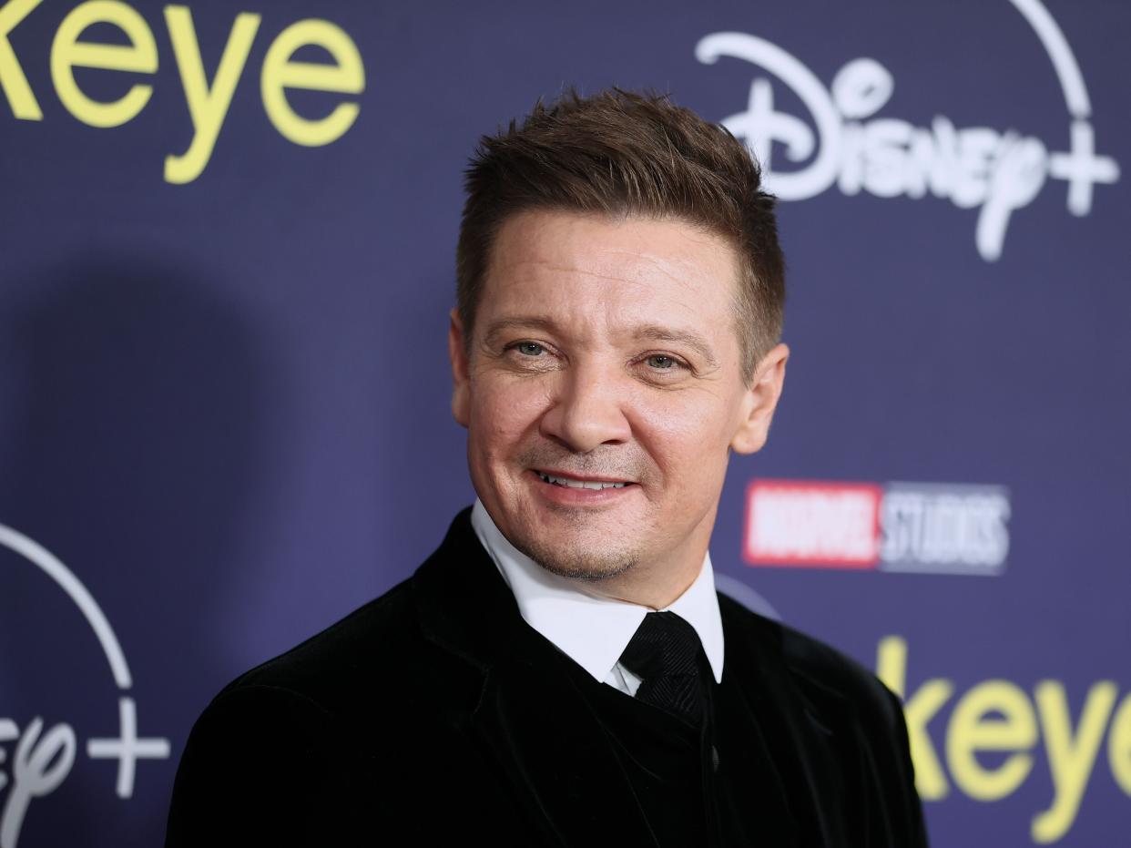 eremy Renner attends the Marvel Studios' Los Angeles Premiere of "Hawkeye" at El Capitan Theatre on November 17, 2021.