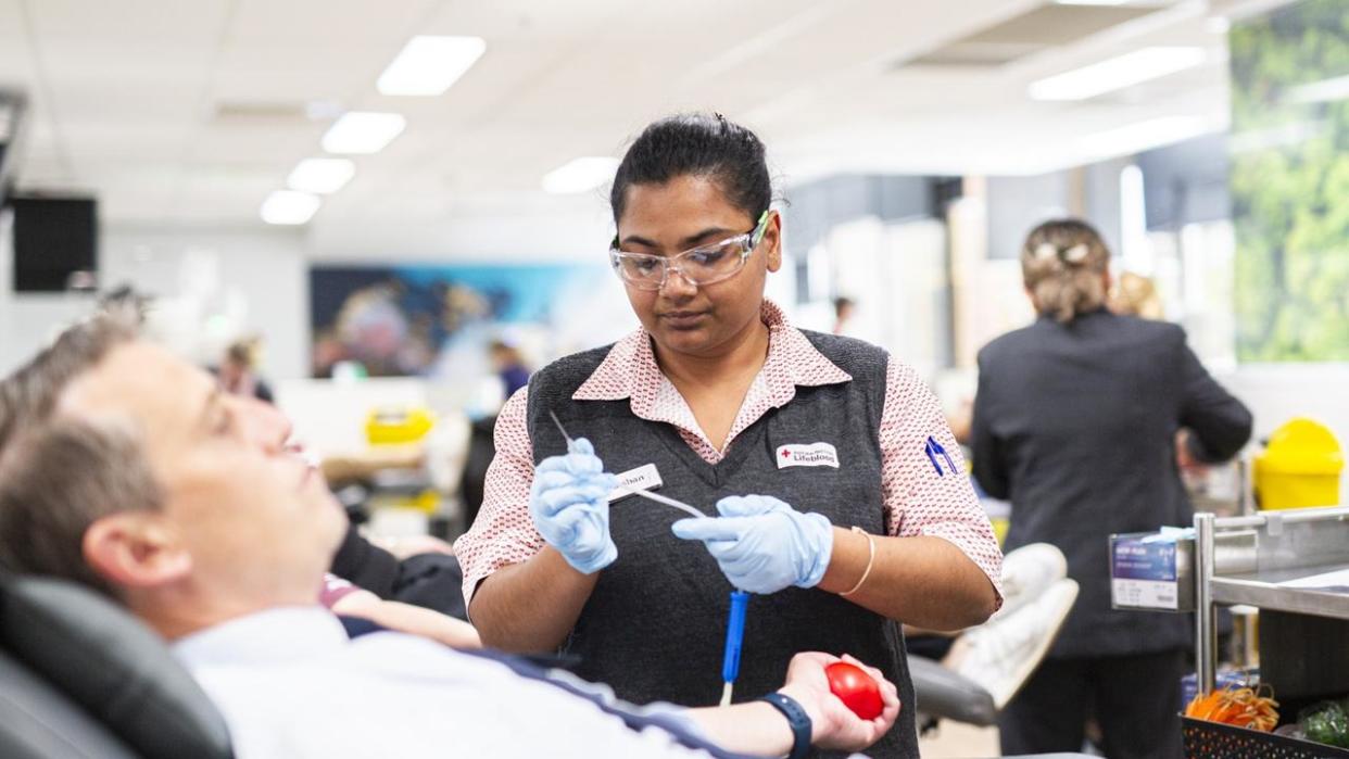 Health Minister Ryan Park donated blood as part of the call for Sydneysiders to roll up their sleeves. Picture: Supplied.