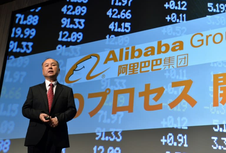 Softbank president Masayoshi Son speaks in Tokyo on May 7, 2014