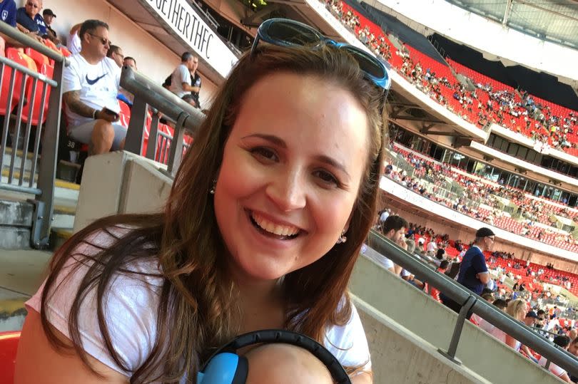 Birmingham blogger Lavania Oluban at Wembley stadium with her son Arlo as a baby