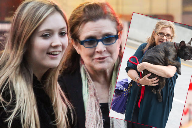 Prinzessin Leia heute: Carrie Fisher mit Tochter Billie Catherine und Hund. (Bilder: Splash News)