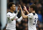 Britain Soccer Football - Tottenham Hotspur v Stoke City - Premier League - White Hart Lane - 26/2/17 Tottenham's Dele Alli and Ben Davies celebrate at the end of the match Action Images via Reuters / Peter Cziborra Livepic