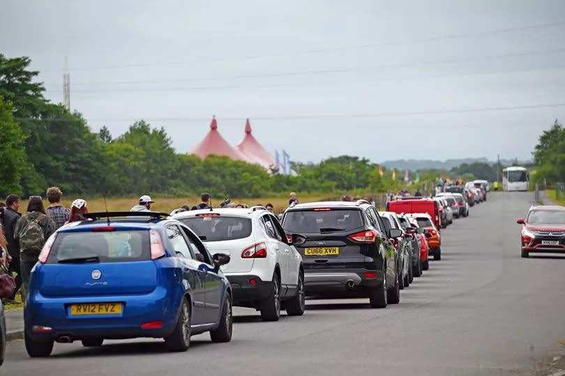 Heavy traffic congestion on the road leading to the festival on Saturday afternoon