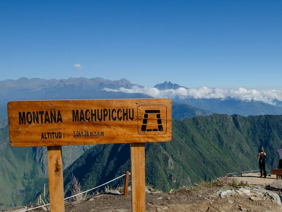 A sign in Spanish reading "Machu Picchu mountain,"  Marci Vaughn Kolt 9 mistakes tourists make when visiting Machu Picchu
