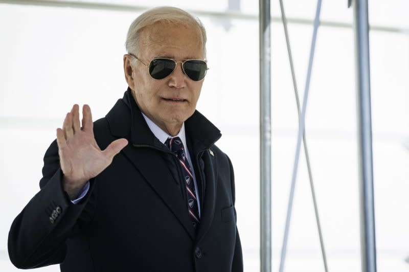 President Joe Biden waves as he walks out of the White House toward Marine One on Friday in Washington, D.C. The President is heading to the Valley Forge area to make a speech regarding the anniversary of January 6th and democracy. Photo by Samuel Corum/UPI