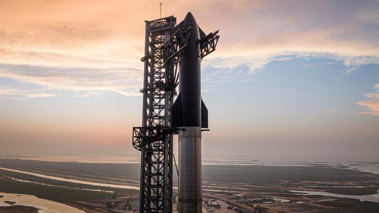 SpaceX rocket docked at launch pad