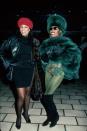 <p>Beverly Johnson and Grace Jones show off their outfits. </p>