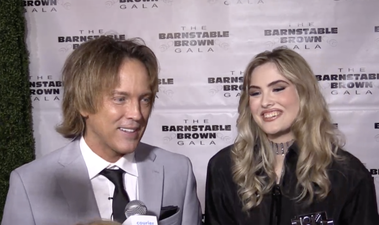 Larry Birkhead with his daughter, Dannielynn, whose mother is the late Anna Nicole Smith, appear on the red carpet at the 2024 Barnstable Brown Derby Eve Gala.