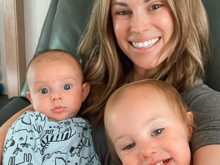 Sarah McDaid with her children, Arlo, 3 months, and 2-year-old Autumn.