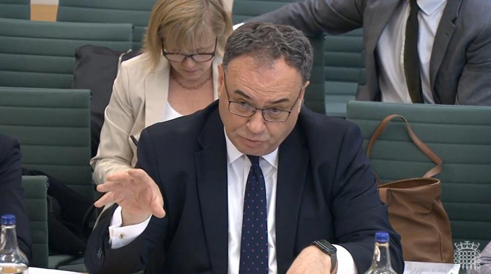 Inflation Governor of the Bank of England Andrew Bailey answering questions in the Treasury Select Committee at the House of Commons, London, on the subject of Bank of England Monetary Policy Reports. Picture date: Tuesday May 23, 2023.