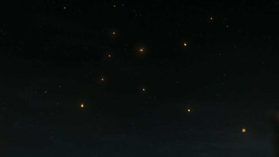 The Constellation of stars the Stranger made with fireflies on The Lord of the Rings