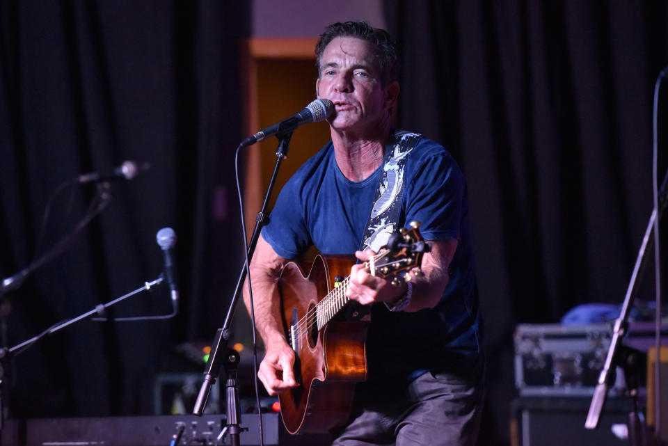 Dennis Quaid performs at the after party for the Brent Sopel Annual Celebrity Golf Tournament at the Quarry Pub & Grill on Wednesday Oct 2, 2019, in Chicago. (Photo by Rob Grabowski/Invision/AP)