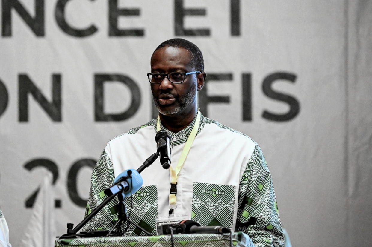 Pour être élu président du PDCI, principal parti d'opposition de Côte d'Ivoire, Tidjane Thiam a recueilli 96,5 % des voix contre 3,2 % dans un scrutin où le taux de participation a atteint 64 %.  - Credit:SIA KAMBOU / AFP