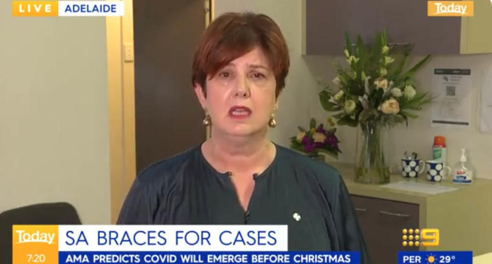 Australian Medical Association South Australia chief Dr Michelle Atchison appears on the Today Show warning it's too early for the state to reopen. Source: The Today Show
