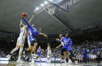 Mar 24, 2019; Storrs, CT, USA; Buffalo Bulls guard Cierra Dillard (24) drives the ball against UConn Huskies guard Katie Lou Samuelson (33) and forward Napheesa Collier (24) during the second half in the second round of the 2019 NCAA Tournament at Gampel Pavilion. UConn defeated Buffalo 84-72. Mandatory Credit: David Butler II-USA TODAY Sports