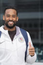 U.S. Olympic Water Polo Team attacker Max Irving smiles after a training session for the Paris Olympics at Mt. San Antonio College in Walnut, Calif., on Wednesday, Jan. 17, 2024. Irving's father, Michael Irving, is a Pac-12 college basketball referee. Max Irving is also the only Black man on the U.S. Olympic Water Polo Team and a prominent advocate for diversity in the sport. (AP Photo/Damian Dovarganes)