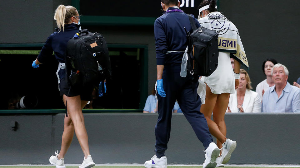 Emma Raducanu, pictured here during her match against Ajla Tomljanovic at Wimbledon.