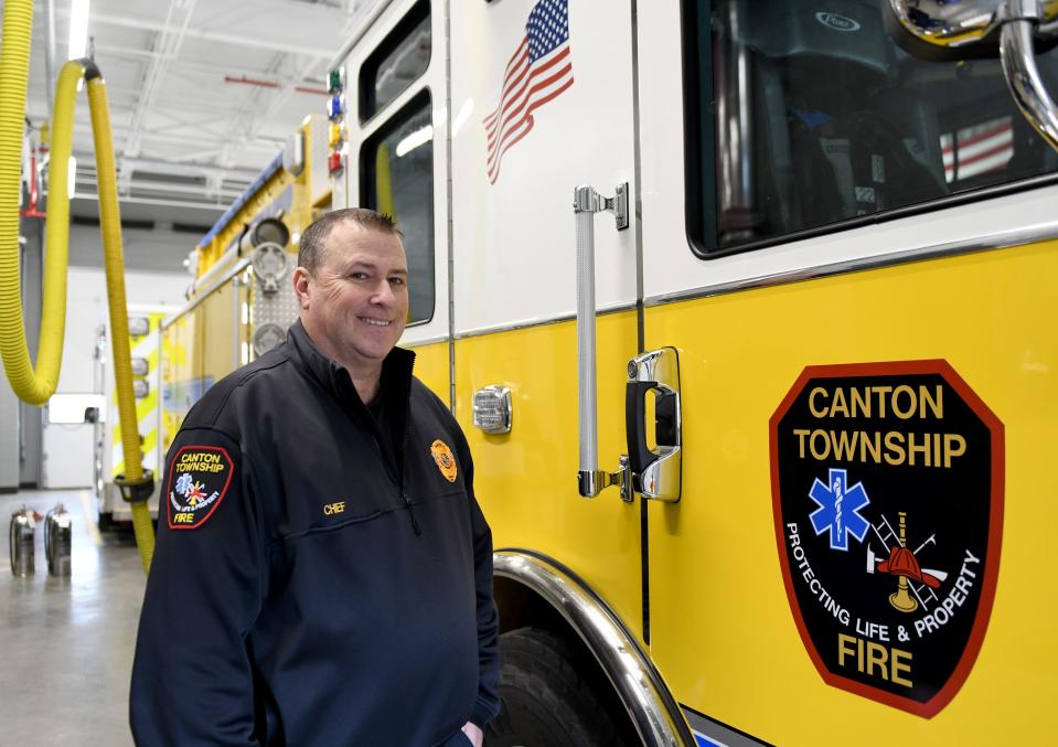Canton Township Fire Chief Christopher Smith at Station No. 1.