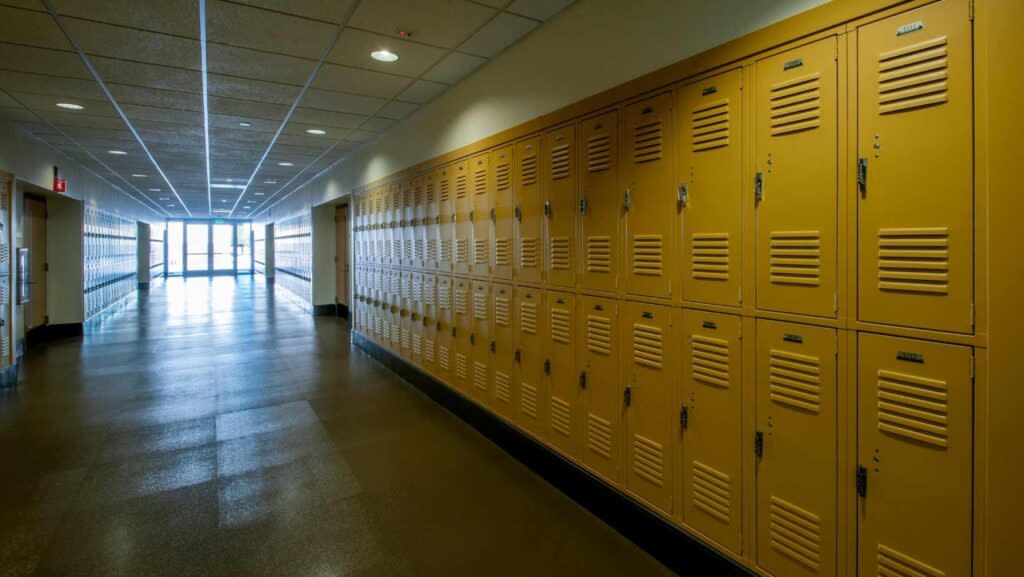 lockers in a school corridor