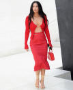 <p>Megan Fox stands out in a red Jacquemus jumper and matching skirt as she exits a Milk Studios photoshoot in Los Angeles.</p>