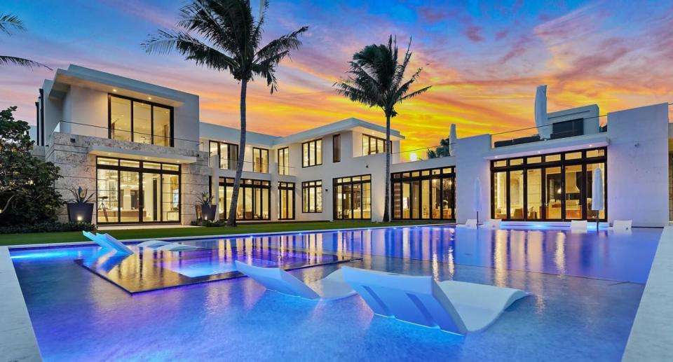 The oceanfront Palm Beach house that sold for a record-setting $122.7 million in February was developed on speculation at 535 N. County Road. Its oceanfront pool serves as a focal point for many of the rooms.