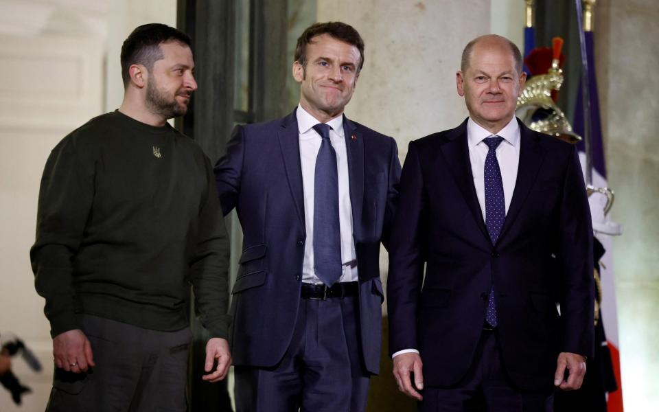 Mr Zelensky later met Emmanuel Macron and Olaf Scholz in Paris - Reuters/Sarah Meyssonnier