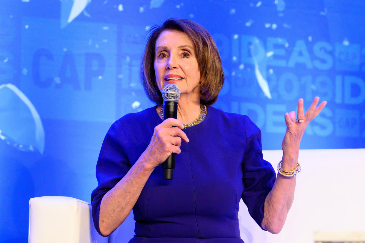 WASHINGTON, DC, UNITED STATES - 2019/05/22: House Speaker Nancy Pelosi (D-CA) speaking at The Center for American Progress CAP 2019 Ideas Conference. (Photo by Michael Brochstein/SOPA Images/LightRocket via Getty Images)