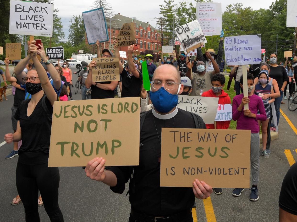 trump priest protest christian