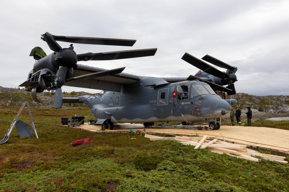 A US Air Force CV-22 Osprey at the Stongodden nature preserve in northern Norway.