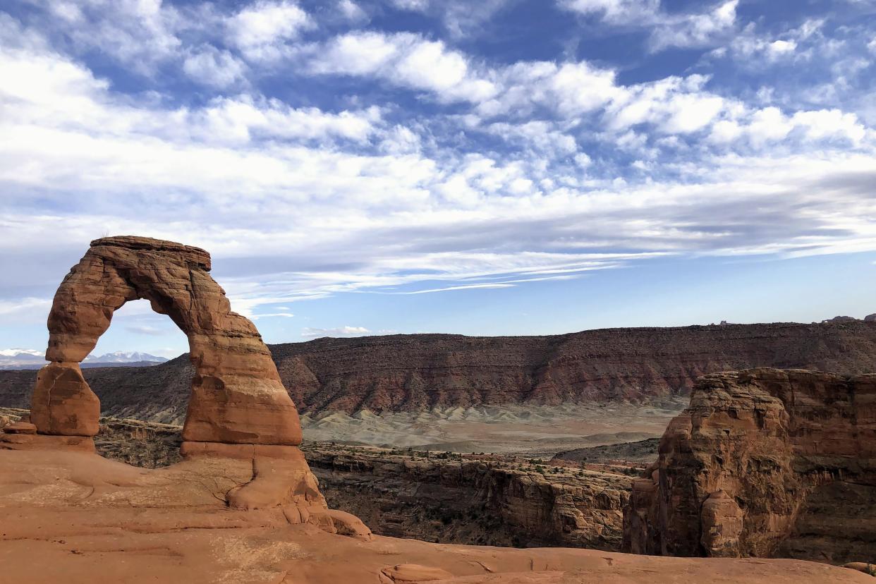 FILE - With boyfriend Brian Laundrie now a missing person and Petito believed dead, 17-year veteran ranger Melissa Hulls — assigned to Arches National Park in Utah, pictured here, where rangers responded to a spat between the couple. 