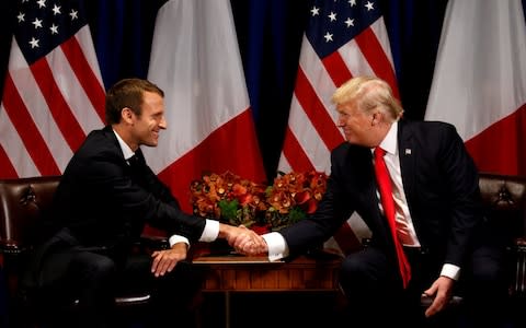 Emmanuel Macron has built a strong working relationship with Donald Trump after clashing with him before being elected French president - Credit: REUTERS/Kevin Lamarque