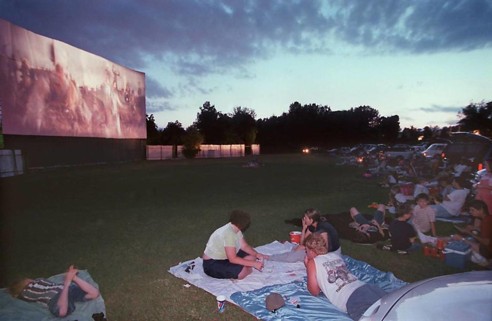 The theater was closed for 10 years after it struggled to purchase a digital projector. Now, they have two. The Belmont Drive-In is seen in a 2000 file photo.