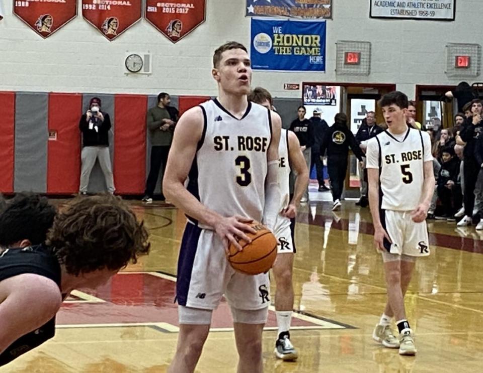 St. Rose's Matt Hodge scored 20 points to lead the Purple Roses to the 2023 NJSIAA South Non-Public B title on March 1, 2023.