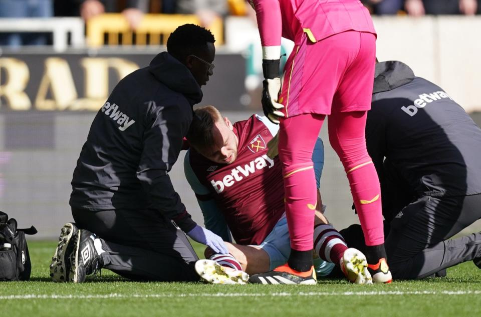 Jarrod Bowen was injured during West Ham’s Premier League win at Wolves (Mike Egerton/PA Wire)